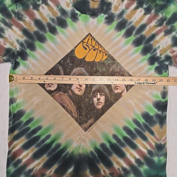 Vintage Beattles 1996 Rubber Soul Tie Dye T-shirt Men's L Green 90's Rock Iconic - Picture 5 of 10